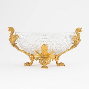 A gilt copper and cut glass jardiniere, late 19th Century.