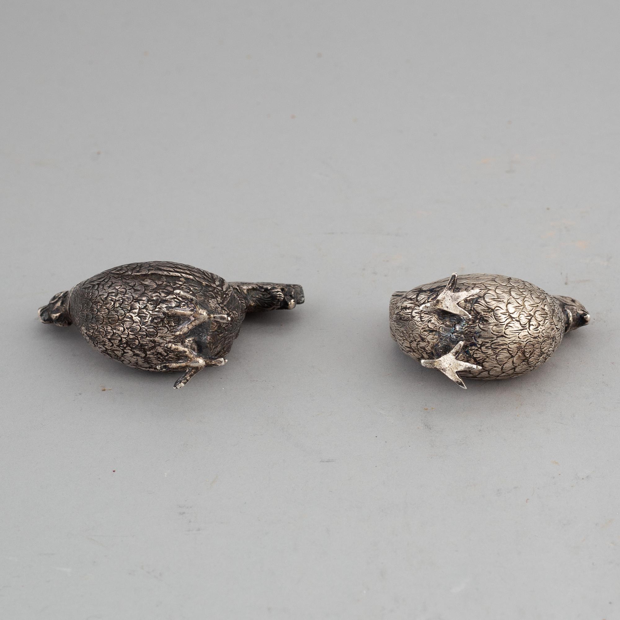 Two silver salt cellars, swedish import marks.