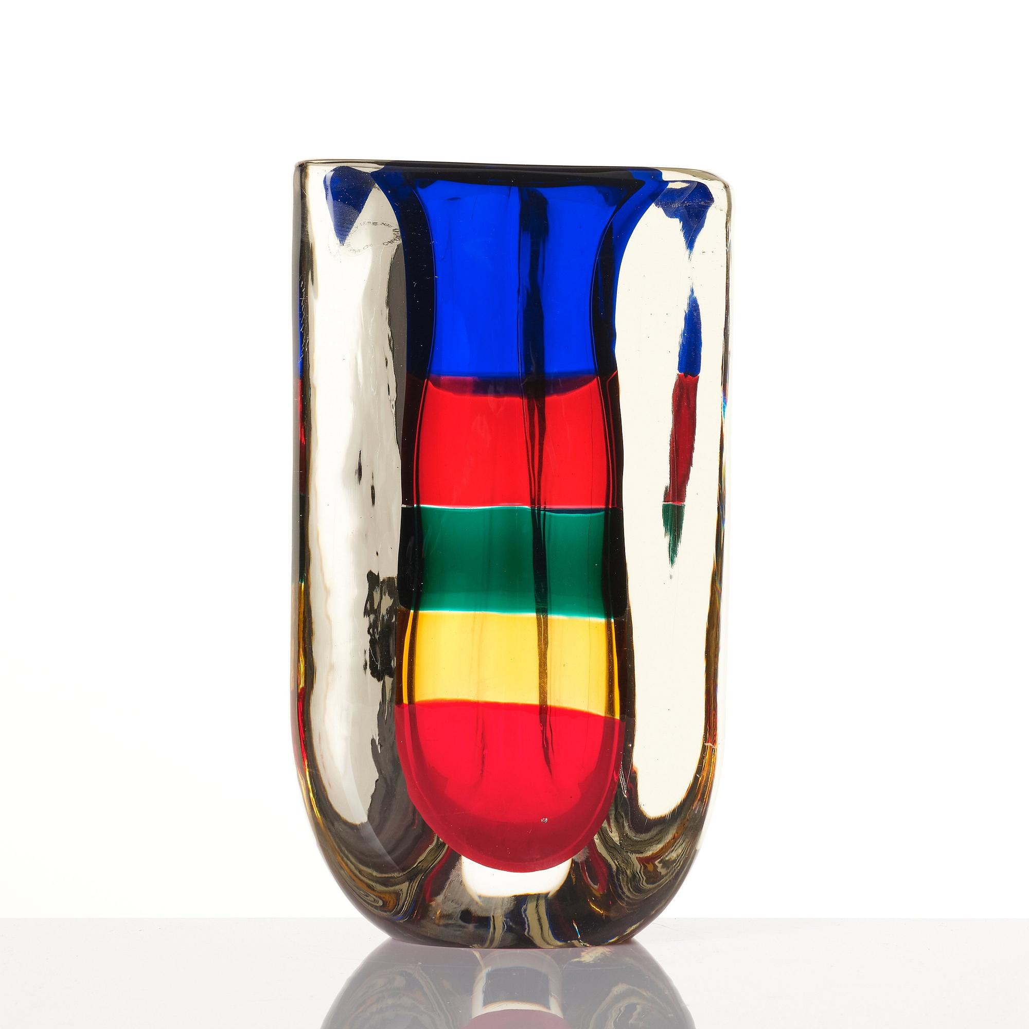 Fulvio Bianconi, a 'Fasce Sommerse' glass vase, Venini, Italy 1995.