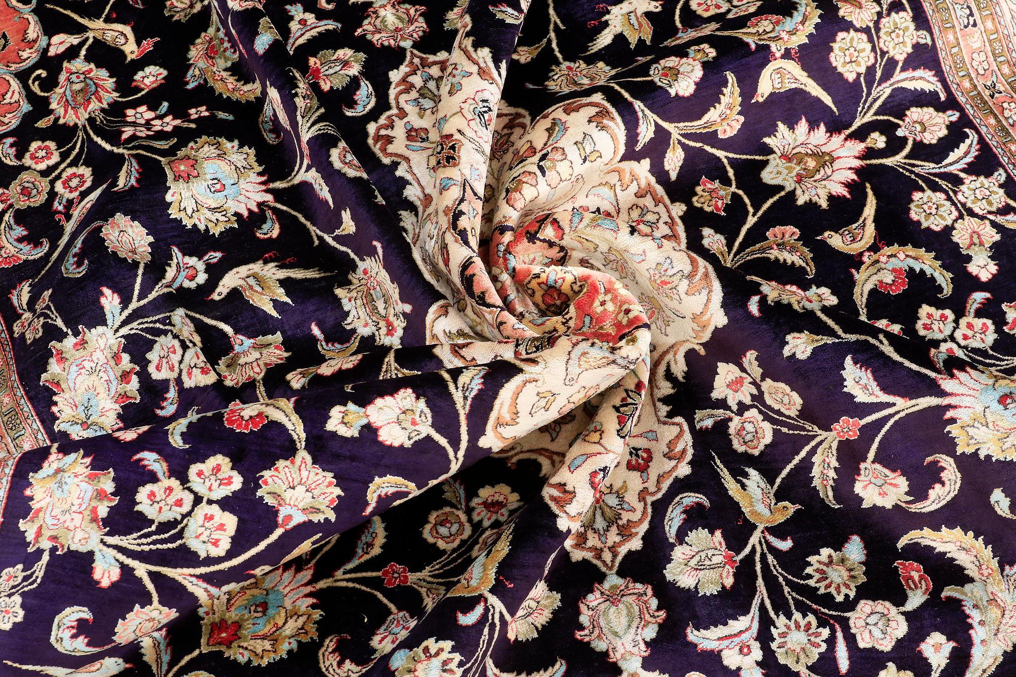A CARPET, Figural silk Qum, signerad, 300 x 196 cm.