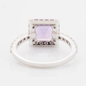 Amethyst and brilliant-cut diamond ring.
