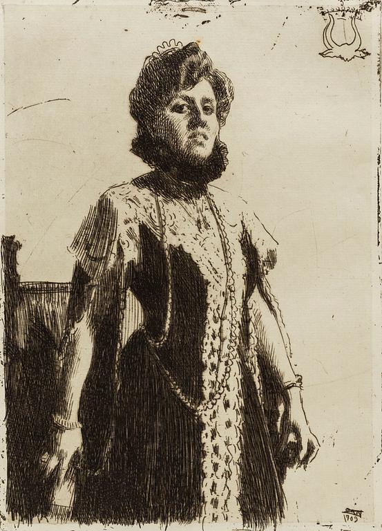 ANDERS ZORN, etching, 1909, II state of II, signed in pencil.