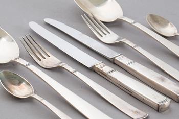 BESTICK,  48 delar, "Rosenholm", GAB silver 1950-tal, vikt ca 1300 g.