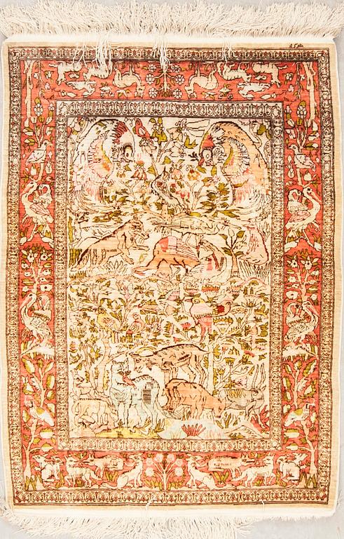 MATTA, old, Hereke, silke, figural, signerad, ca 103 x 74 cm.