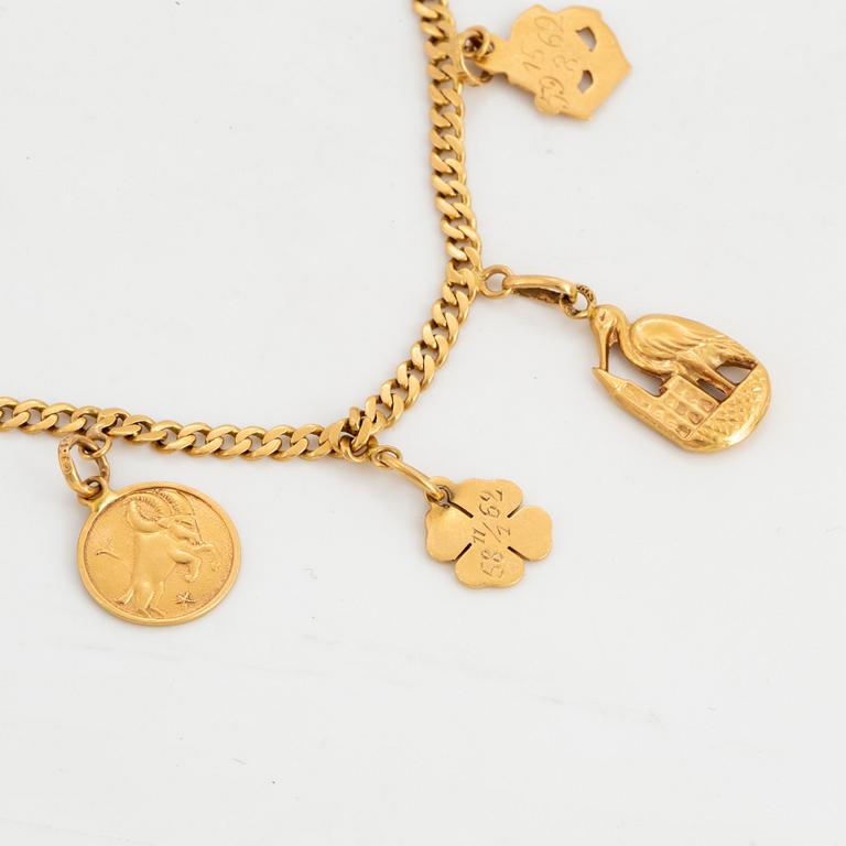 18K gold bracelet with charms.