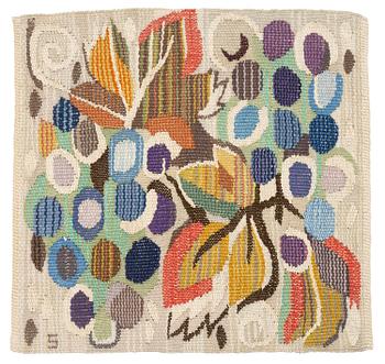 381. Barbro Sprinchorn, a textile, 'Vindruvor', tapestry variant, c. 36 x 36 cm signed S.