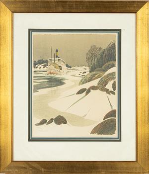 Roland Svensson, lithograph in colour, signed and numbered 199/360.