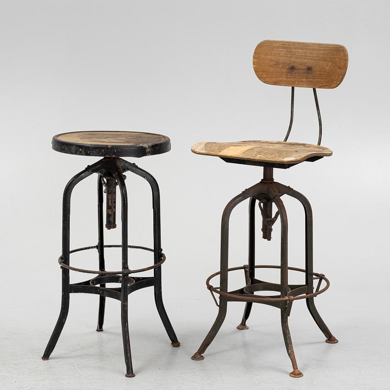 Stool and chair, first half of the 20th Century.