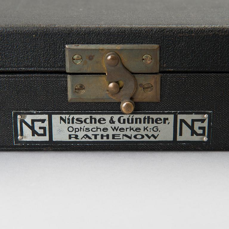 INSTRUMENT FÖR OPTIKER, Nitsche & Günther, Optische Werke A-G, Rathenow Tyskland 1900-talets mitt.