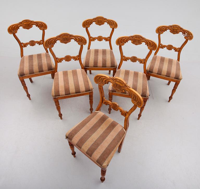 STOLAR, 6 st, Biedermeier, 1800-talet mitt.