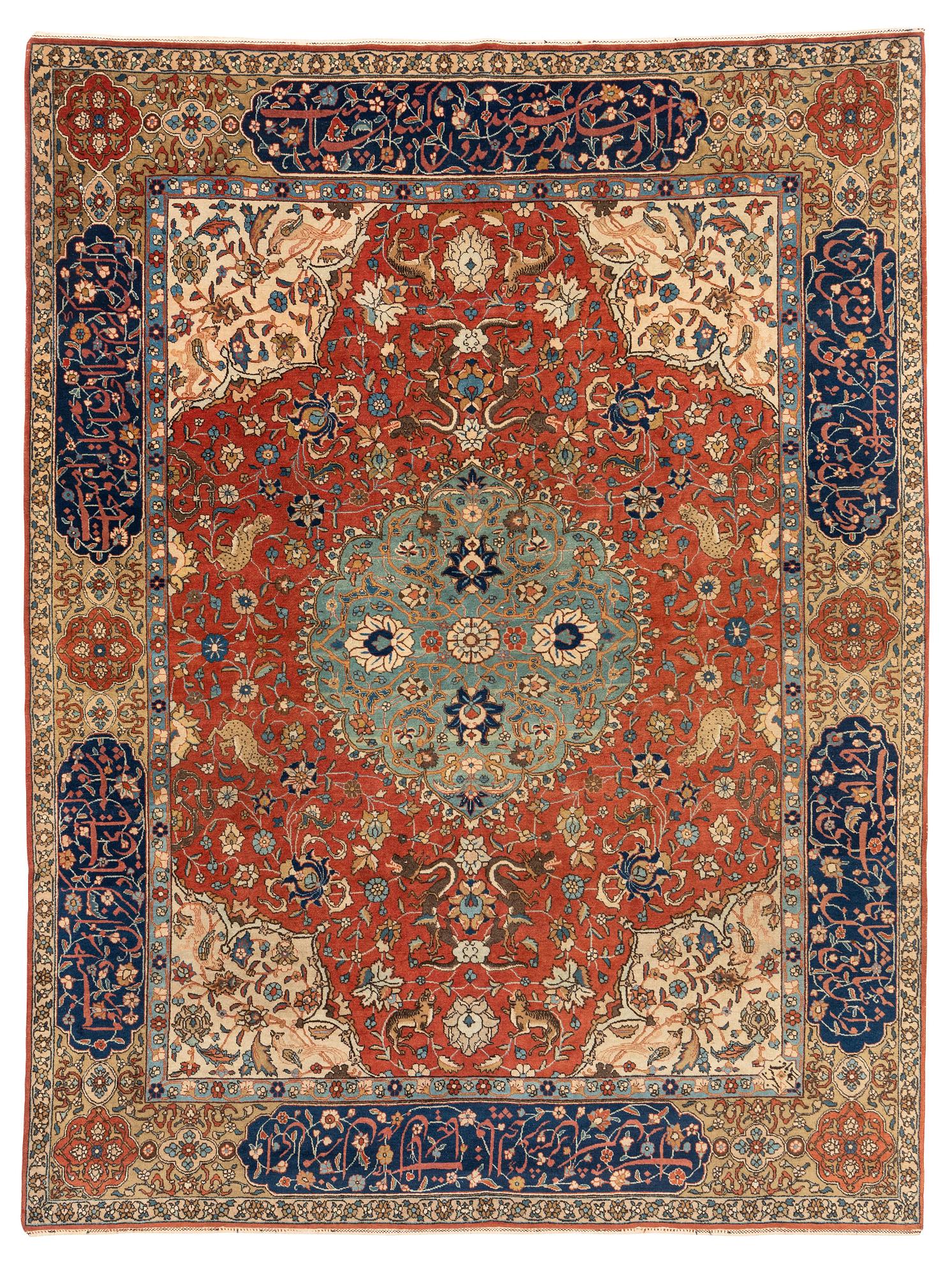 Matta, antik Täbris, signerad Alabaft, ca 383 x 275 cm.