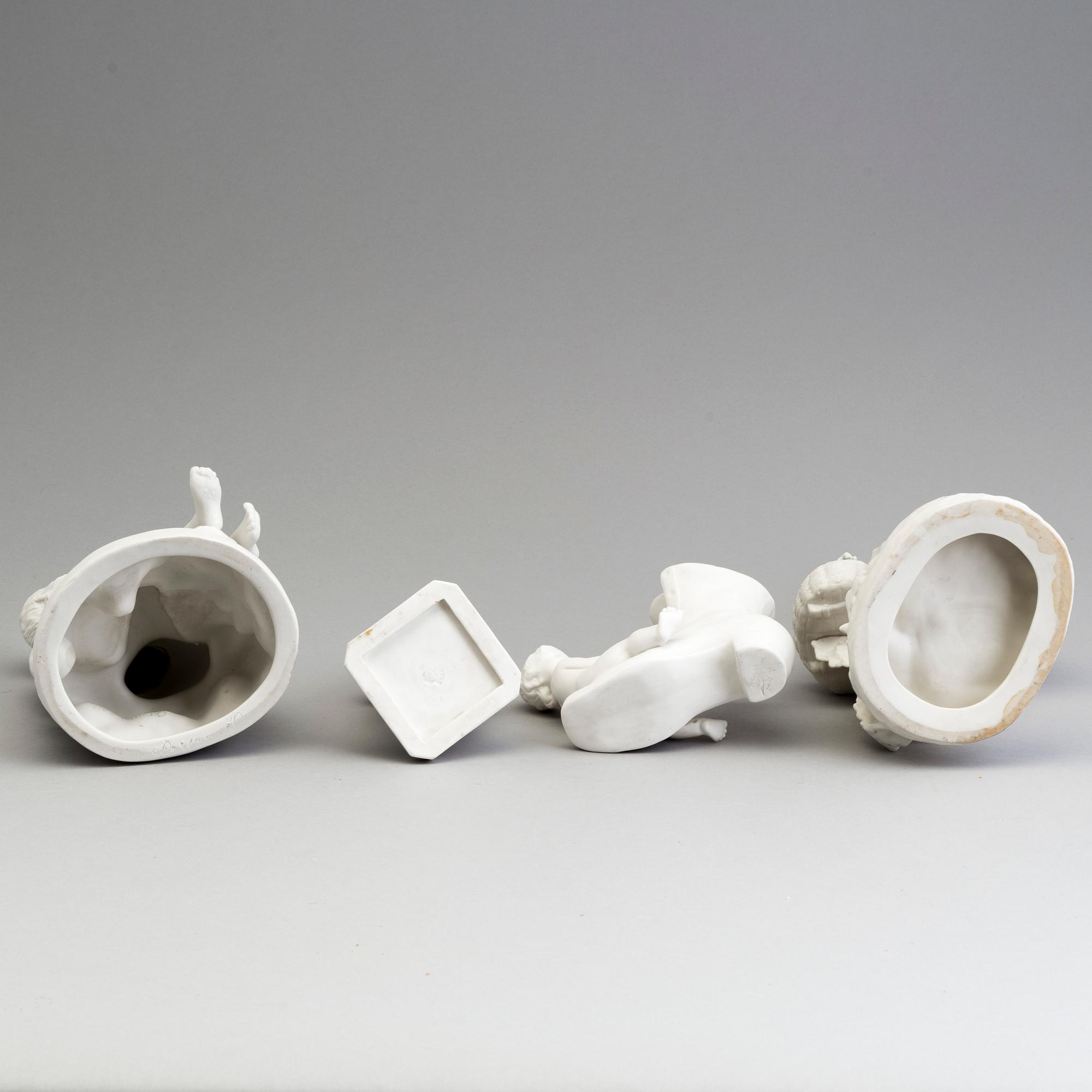 FOUR PARIAN FIGURES, Gustafsberg, ca 1900, one unmarked.