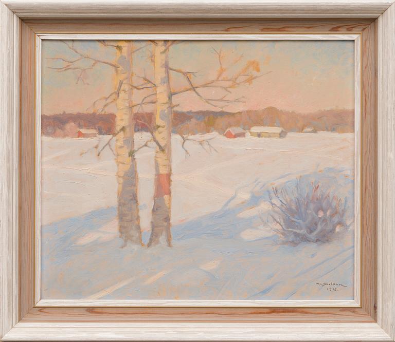 UUNO SOLDAN, olja på kartongskiva, signerad och daterad 1916.