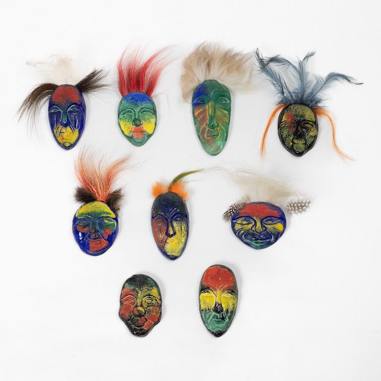 Kjell Engman, Nine glass masks, Kosta Boda.