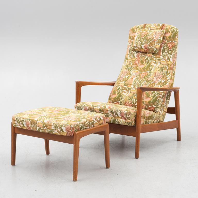 Folke Ohlsson, an armchair with ottoman "Duxiesta", Bra Bohag, Ljungs Industrier, Malmö 1960s.