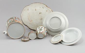 PARTI PORSLIN, 7 delar, Kanton, Kina, 1800-tal.