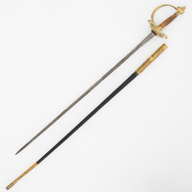 A Swedish infantry officer's sword, first half of the 19th Century, with scabbard.