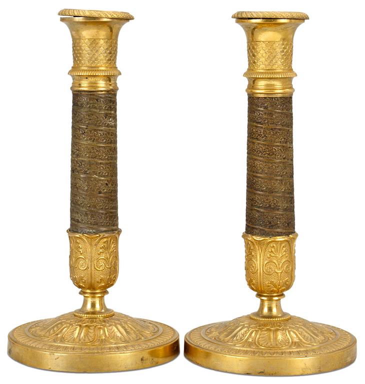 A pair of Empire candlesticks.