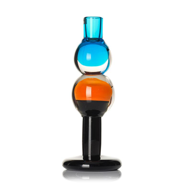 Oiva Toikka, a glass candlestick, Nuutajärvi, Notsjö, Finland, 1960s.