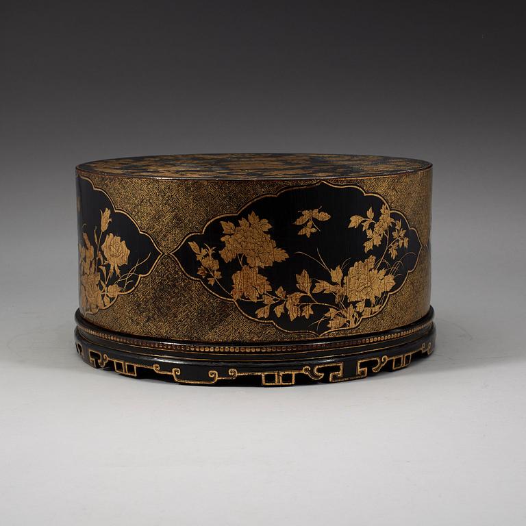 A black lacquer cabinet box with multiple drawers, Qing dynasty, 19th Century.