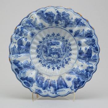 A German faience 'buckel platte', 18th Century.