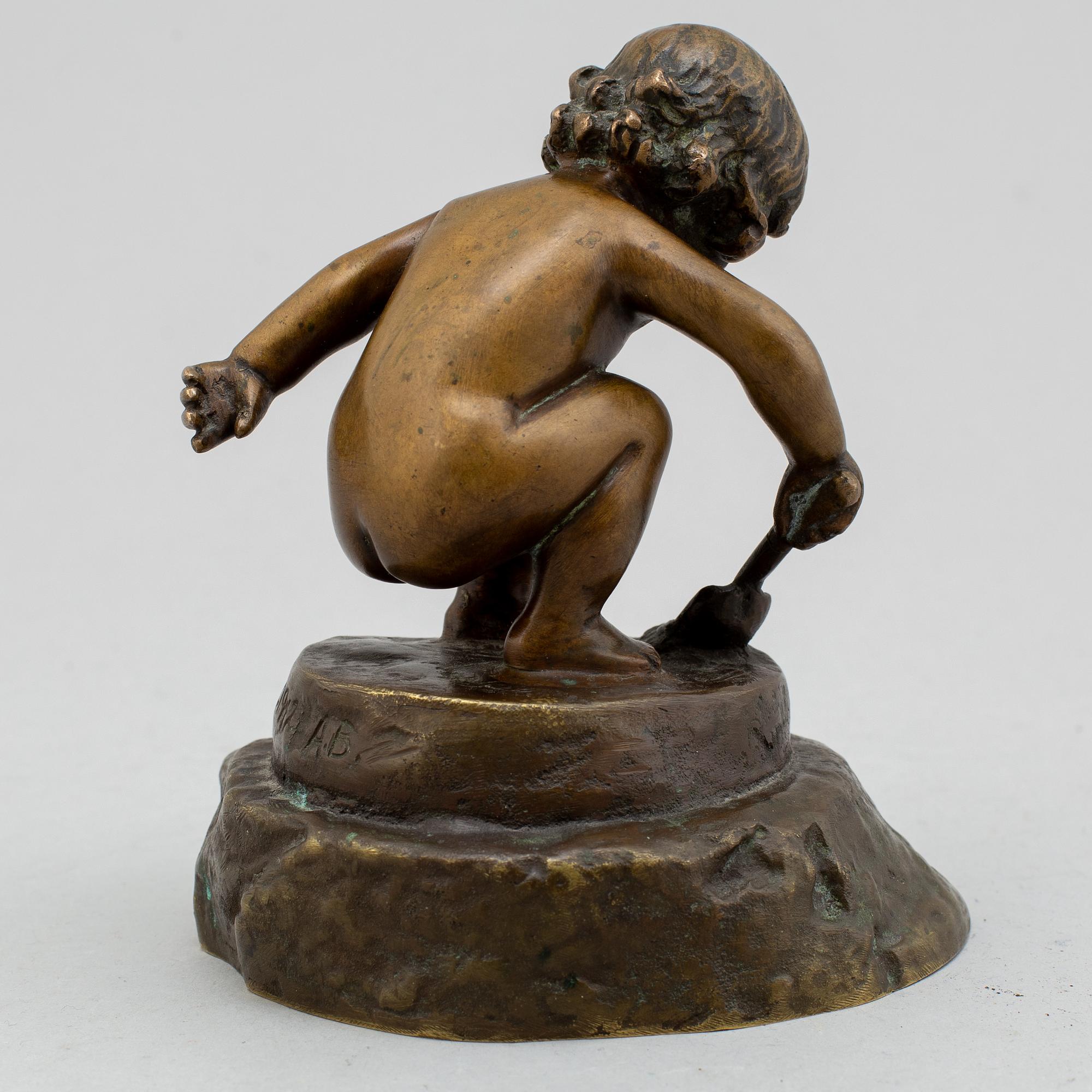 ANDERS JENSEN BUNDGAARD, skulptur, brons, monogramsignerad, daterad 10 juli 1912.