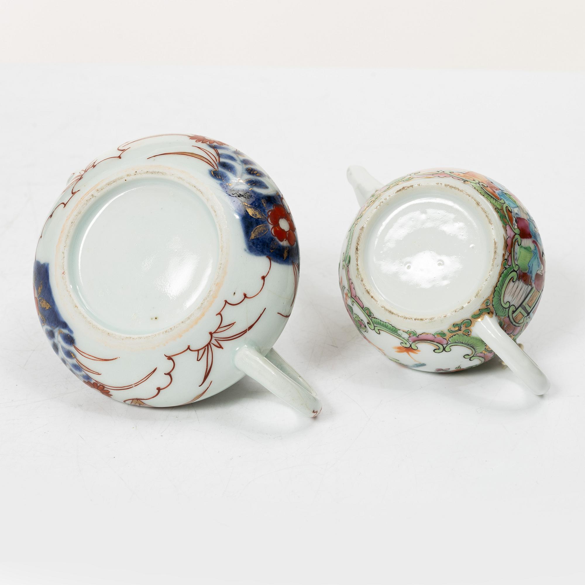 A collection of cups, saucers and teapots, China, Qing dynasty, mostly 18th century.