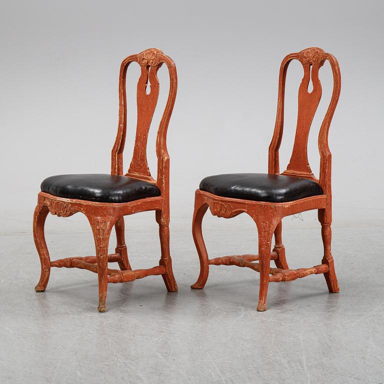 A pair of rococo chairs, mid 18th Century.