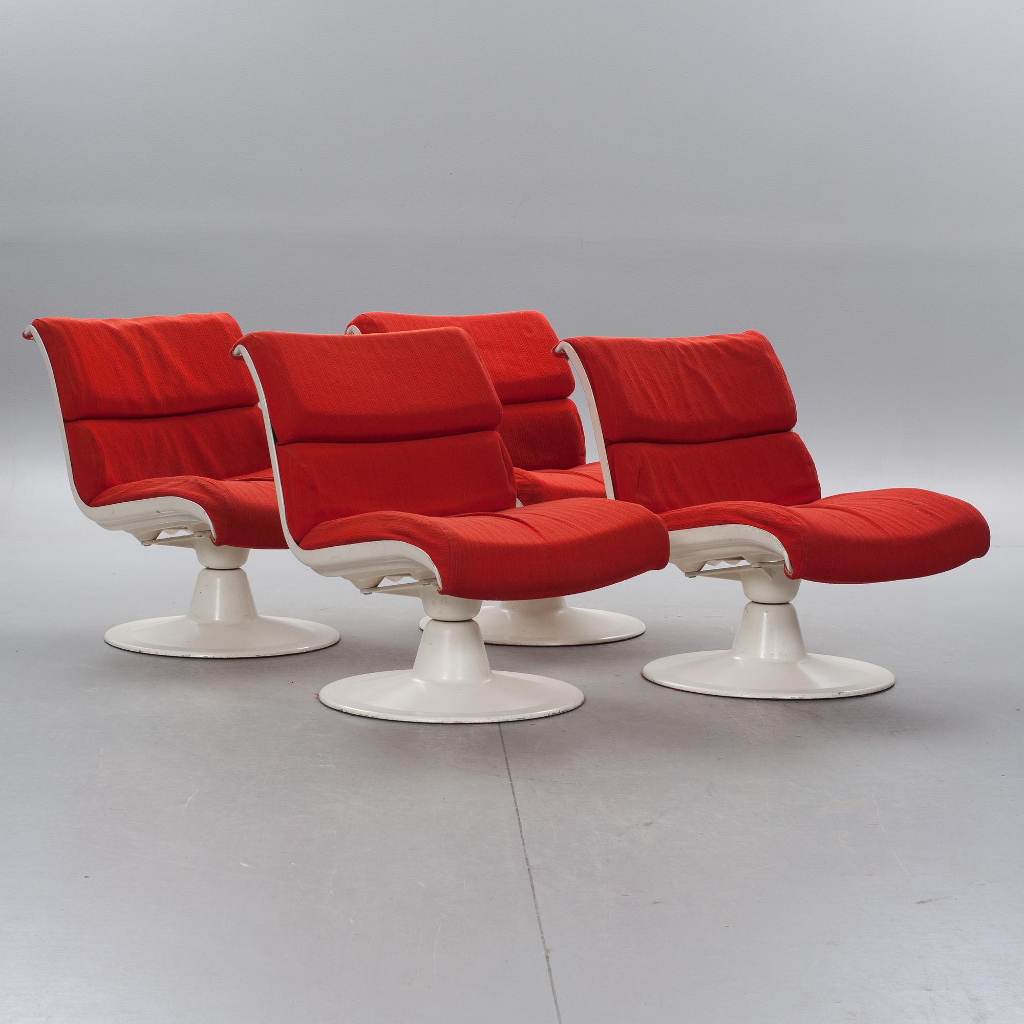 FÅTÖLJER 4 st och BORD,  "Saturnus", Yrjö Kukkapuro, Haimi, 1970-tal.