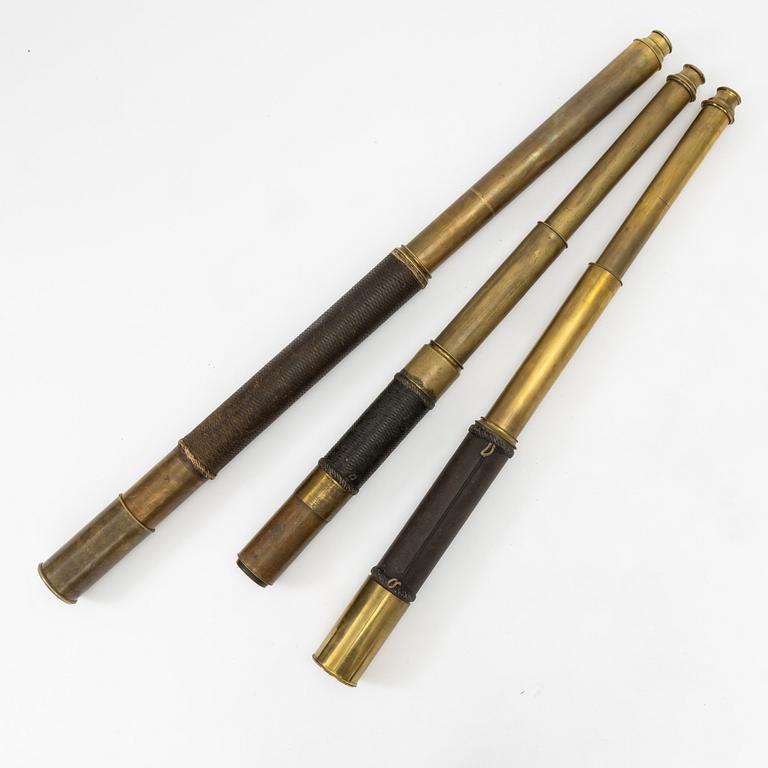 Three telescopea, 19th century.