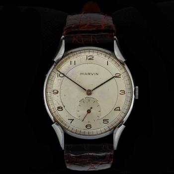 ARMBANDSUR, herr, stål, Marvin, 1940-50-tal.