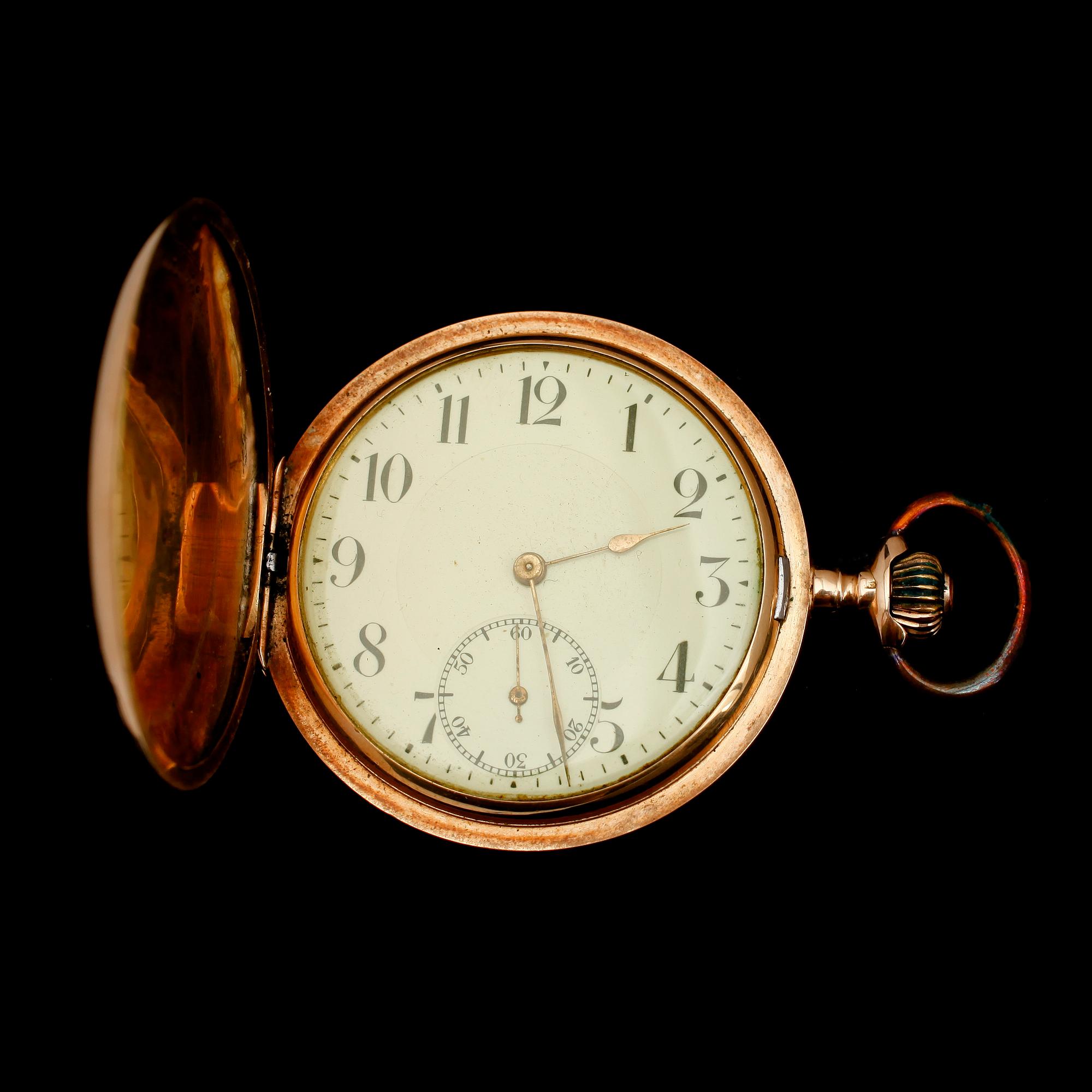 FICKUR, 14 k guld, savonett, sekelskiftet 1900.