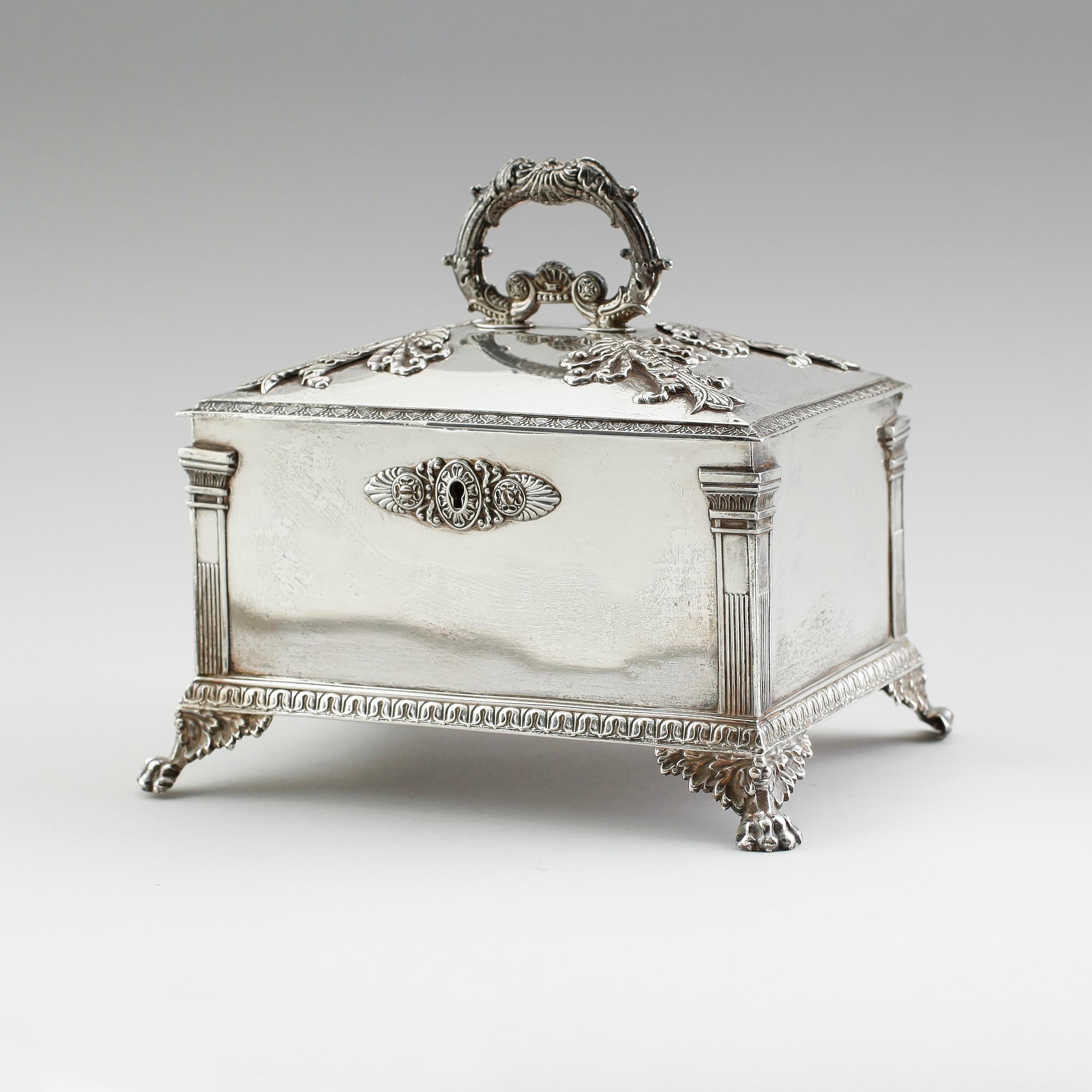A Swedish 19th century silver sugar-casket, marks of Adolf Zethelius, Stockholm 1828.