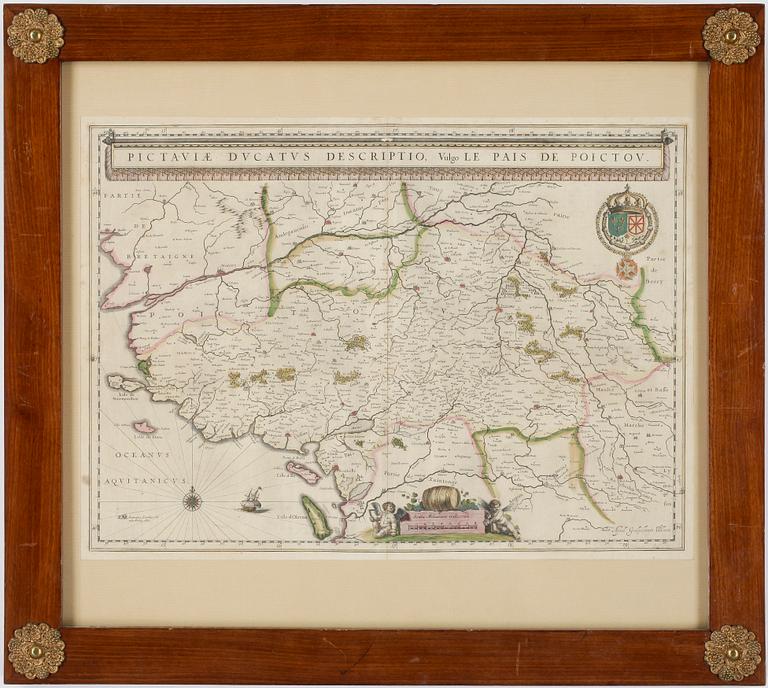 KARTOR, 4 st, bland annat "Normandia ducatus", Willem Janszoon Blaeu, ca 1635-40.