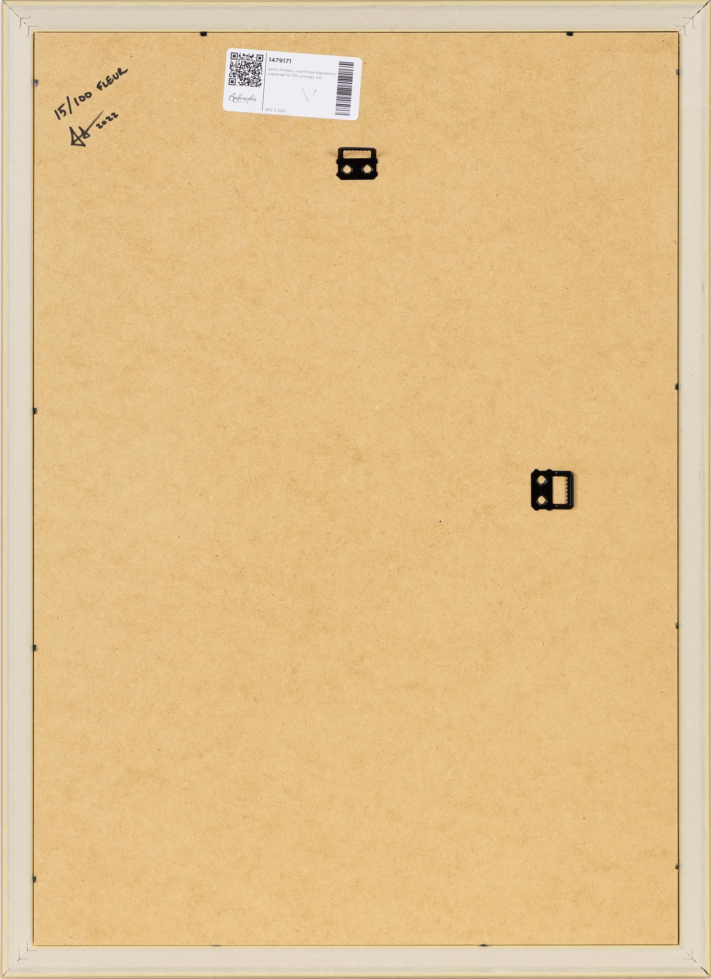 Jenni Porkka, c-print på kapaskiva, signerad, daterad 2022 och numrerad 15/100 a tergo.