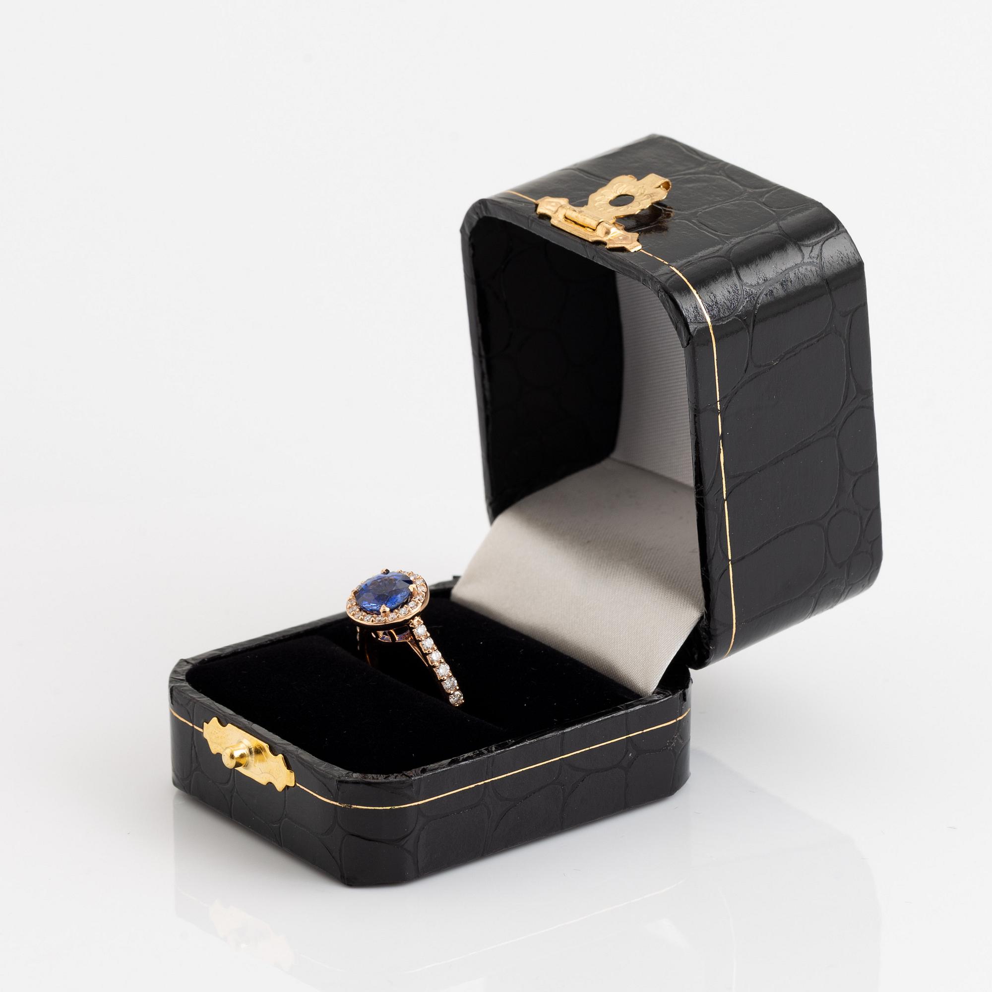 Sapphire and brilliant cut diamond ring.