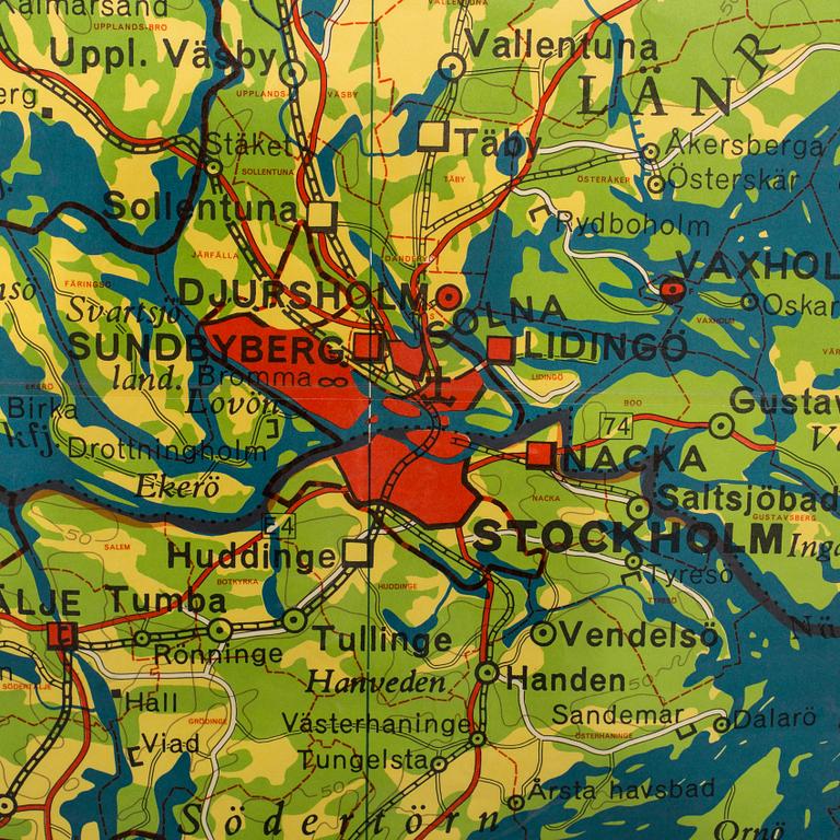 KARTOR 2 st "Mälarbygden" och "Stockholm med omgivning" 1900-talets andra hälft.