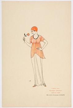 George Barbier, mapp med originalteckning och planscher, "Modes et Manières d'Aujourd'Hui (3e Année)", Frankrike, 1914.
