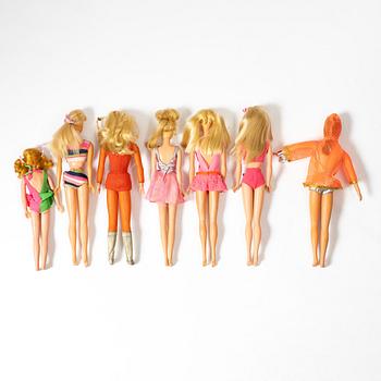 Barbie dolls, 7 pcs, Mattel, 1960s/70s.