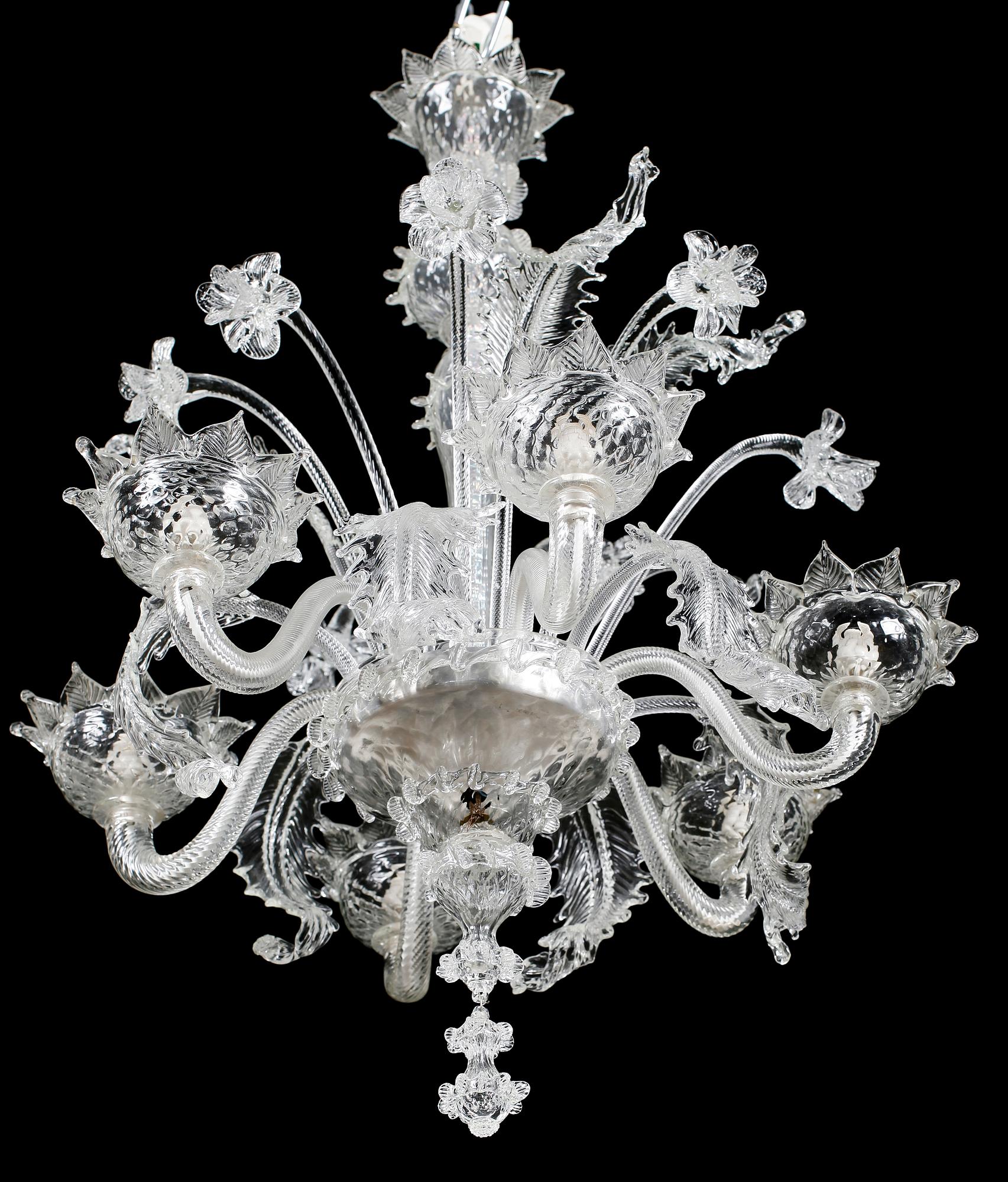 LJUSKRONA, glas, venetiansk stil, 1900-talets andra hälft. Höjd ca 78 cm.
