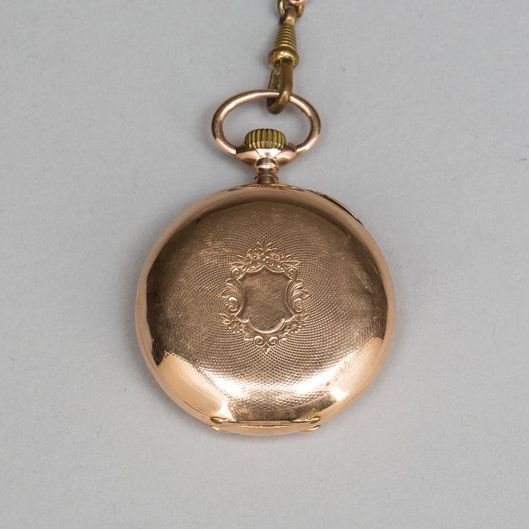 FICKUR, 14K, 1890-tal. Totalvikt 73 gram.