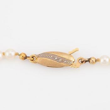 Necklace, with cultured graduated pearls, clasp in 18K gold.