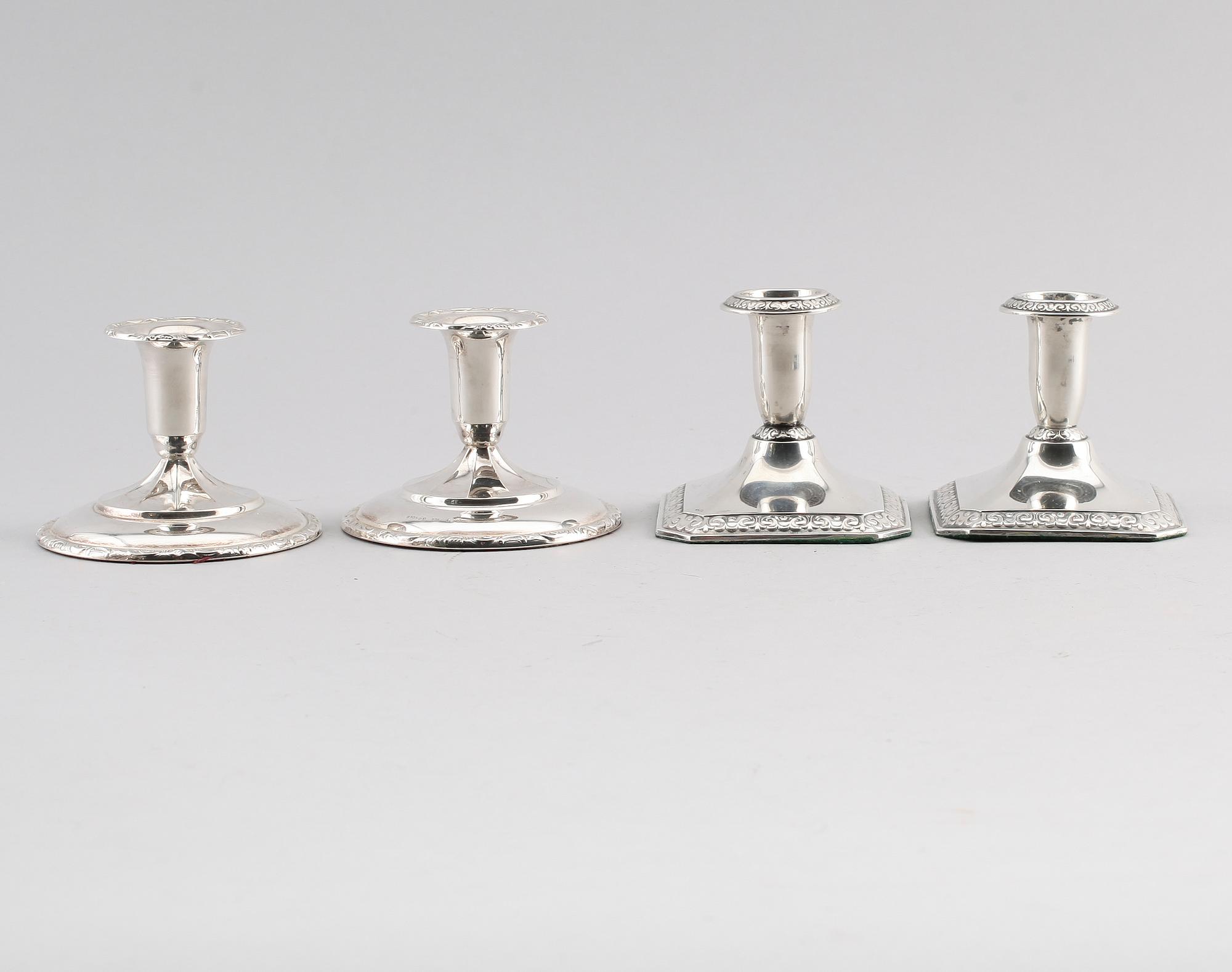 LJUSSTAKAR, 2 par, silver, 1900-talets första hälft.