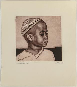 EDUARD WIIRALT, mezzotint, signerad och daterad Young arabian.