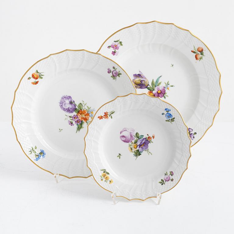 Royal Copenhagen, a 31-piece 'Sachsisk Blomst' porcelain dinner service, Denmark.