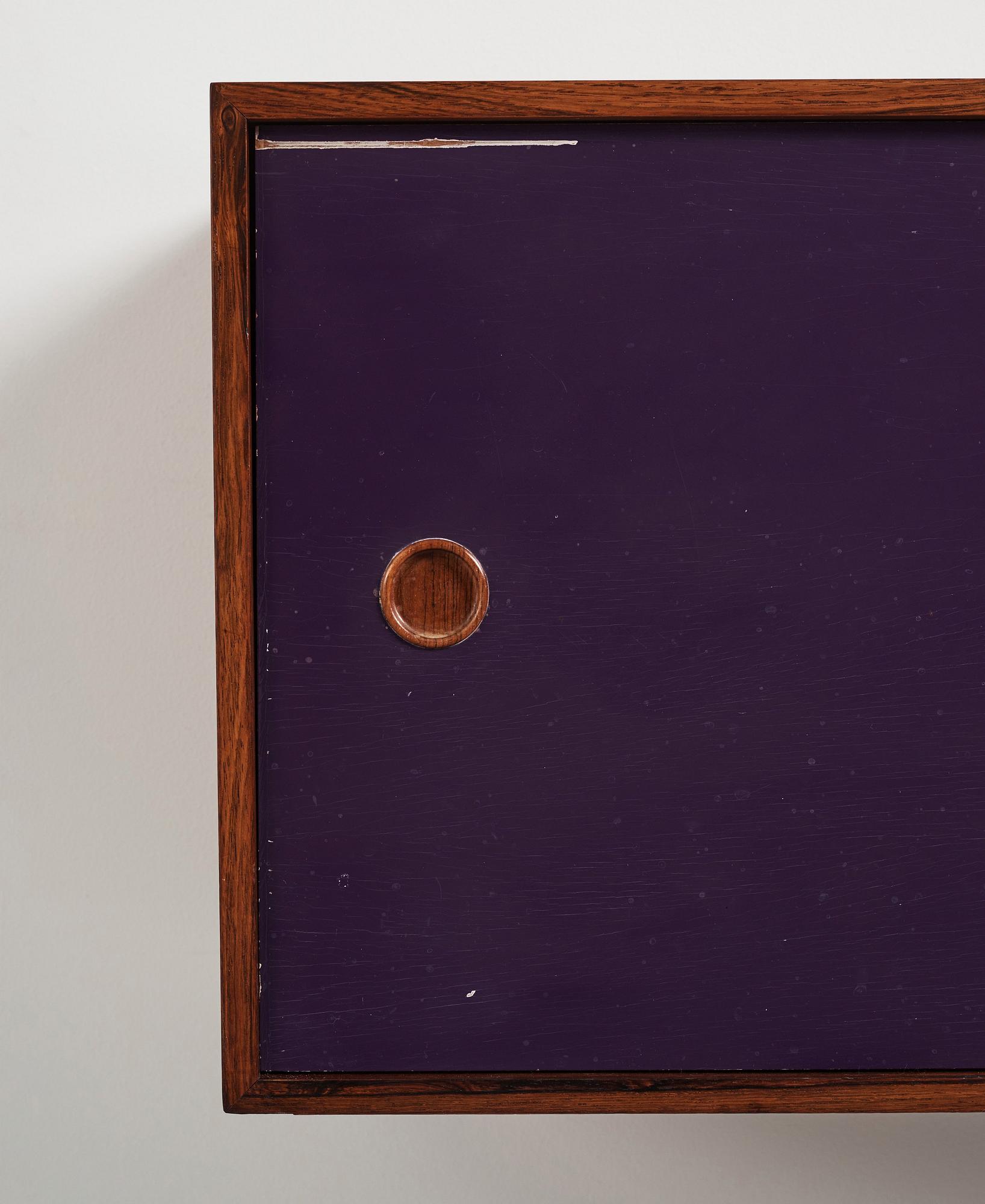 Finn Juhl, a rare wall mounted palisander sideboard, Bovirke, Denmark 1950s.