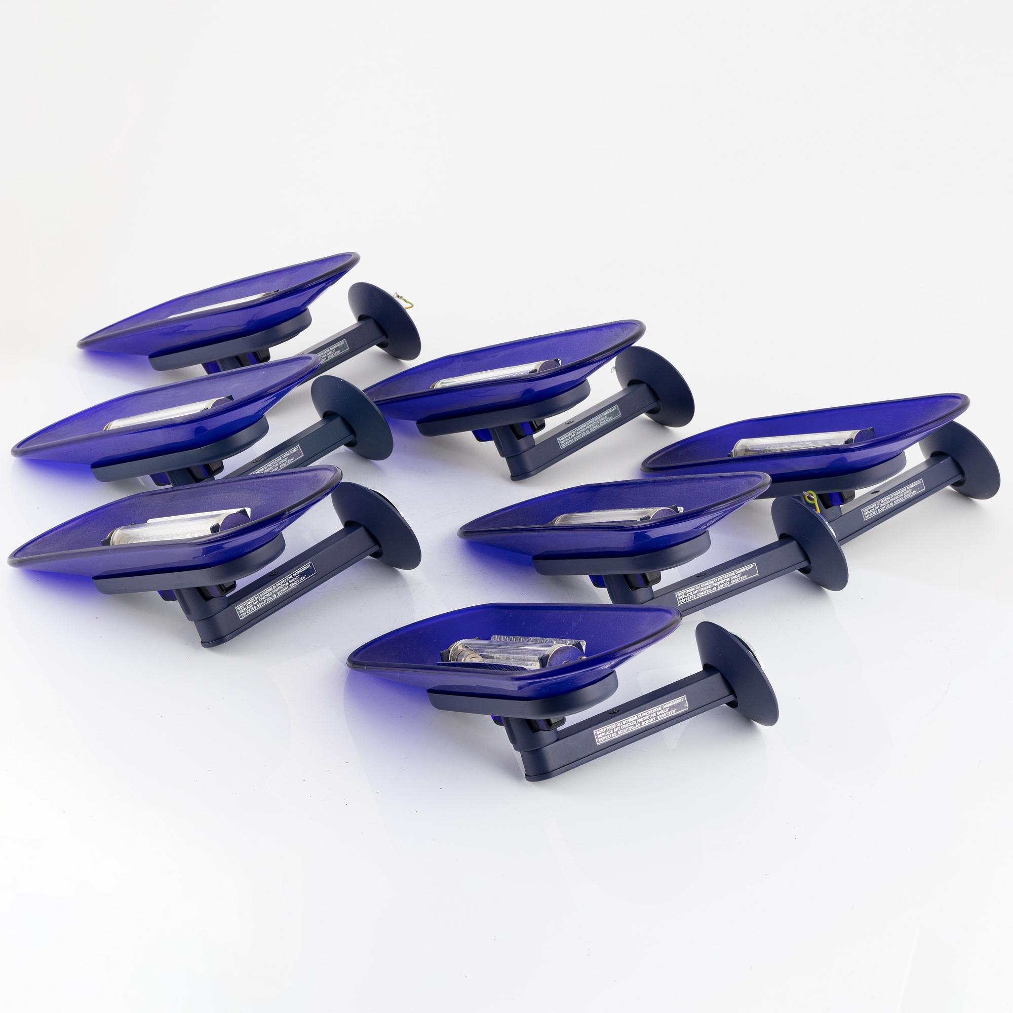 Perry King, Santiago Miranda & Gianluigi Arnald, vägglampor, "Jill", 7 st, Arteluce/Flos, Italien.