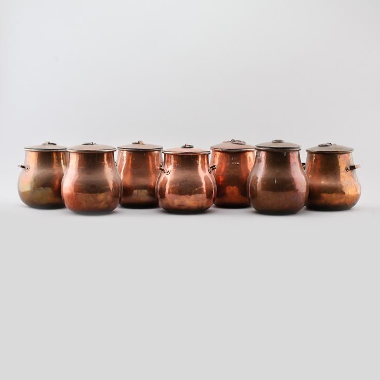 BULKRUKOR, 7 st, koppar, 1800-tal.