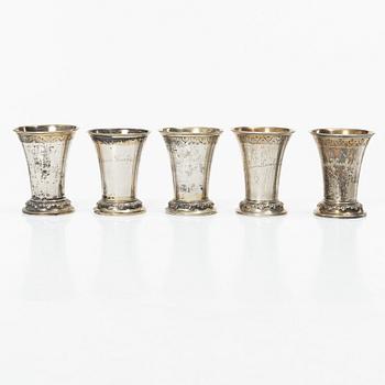 Ten Swedish silver beakers, mark of KG Markströms, Uppsala, some 1905.