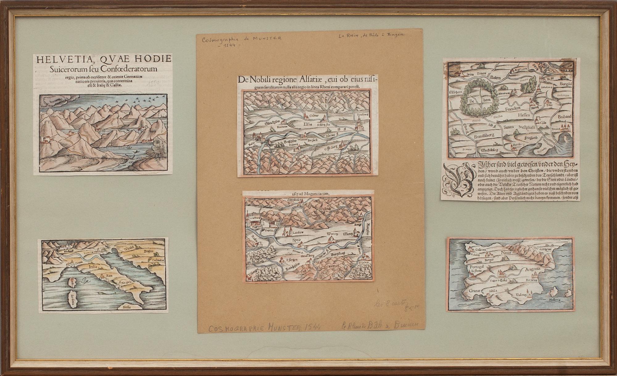 KARTOR, 2 stycken, "Carte générale de l'Amerique septentrionale" M Bonne 1781 samt "Helvetia qvae hodie..." Munster 1544.
